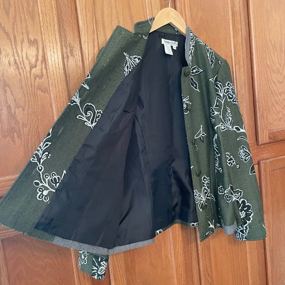 Coldwater Creek Jacket Blazer Womens PM Mandarin Collar Floral Lined Long Sleeve - Picture 4 of 11